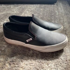 Vans Perf Leather Slip Ons Black Size 8